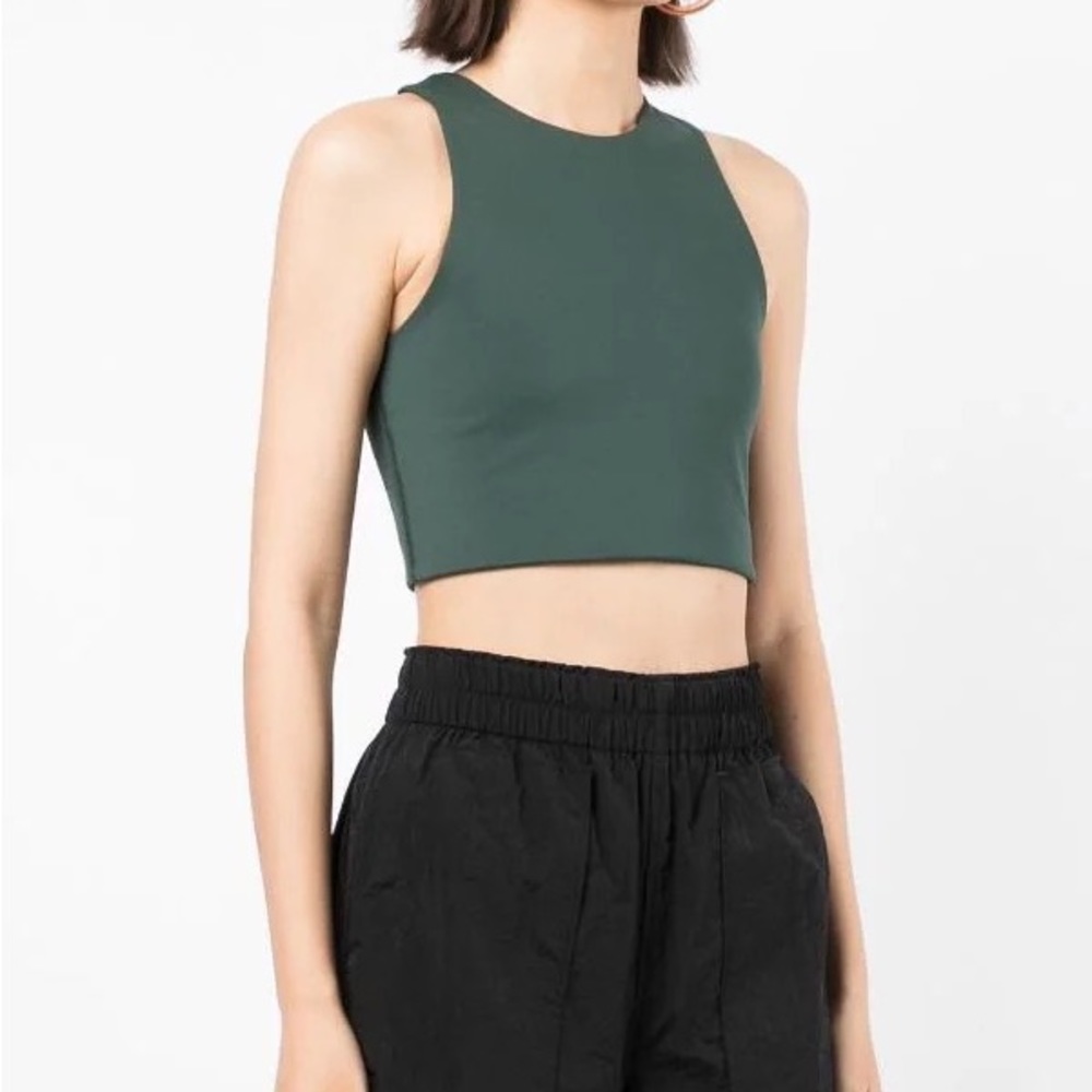 Girlfriend Collective Halter Racerback Sports Bra Green Size Small